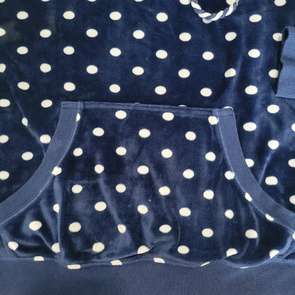 Jenni Intimates Polka Dot Velour Lounge Wear Set Hoodie & Pant Set L EUC Navy - Picture 4 of 16